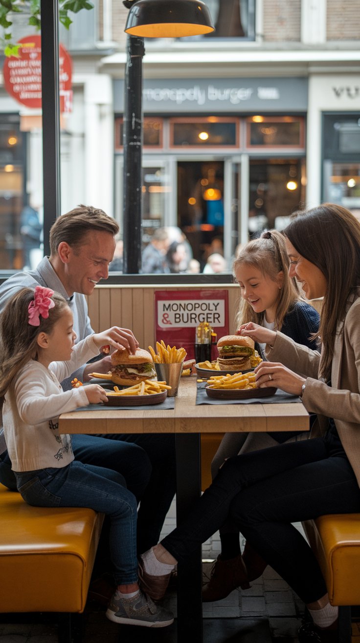 Family dining at Monopoly Burger Amsterdam