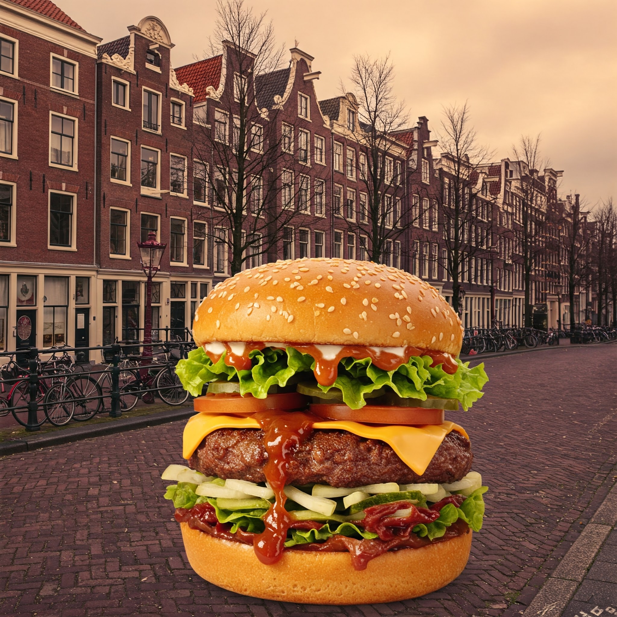 Historical and modern Amsterdam burgers