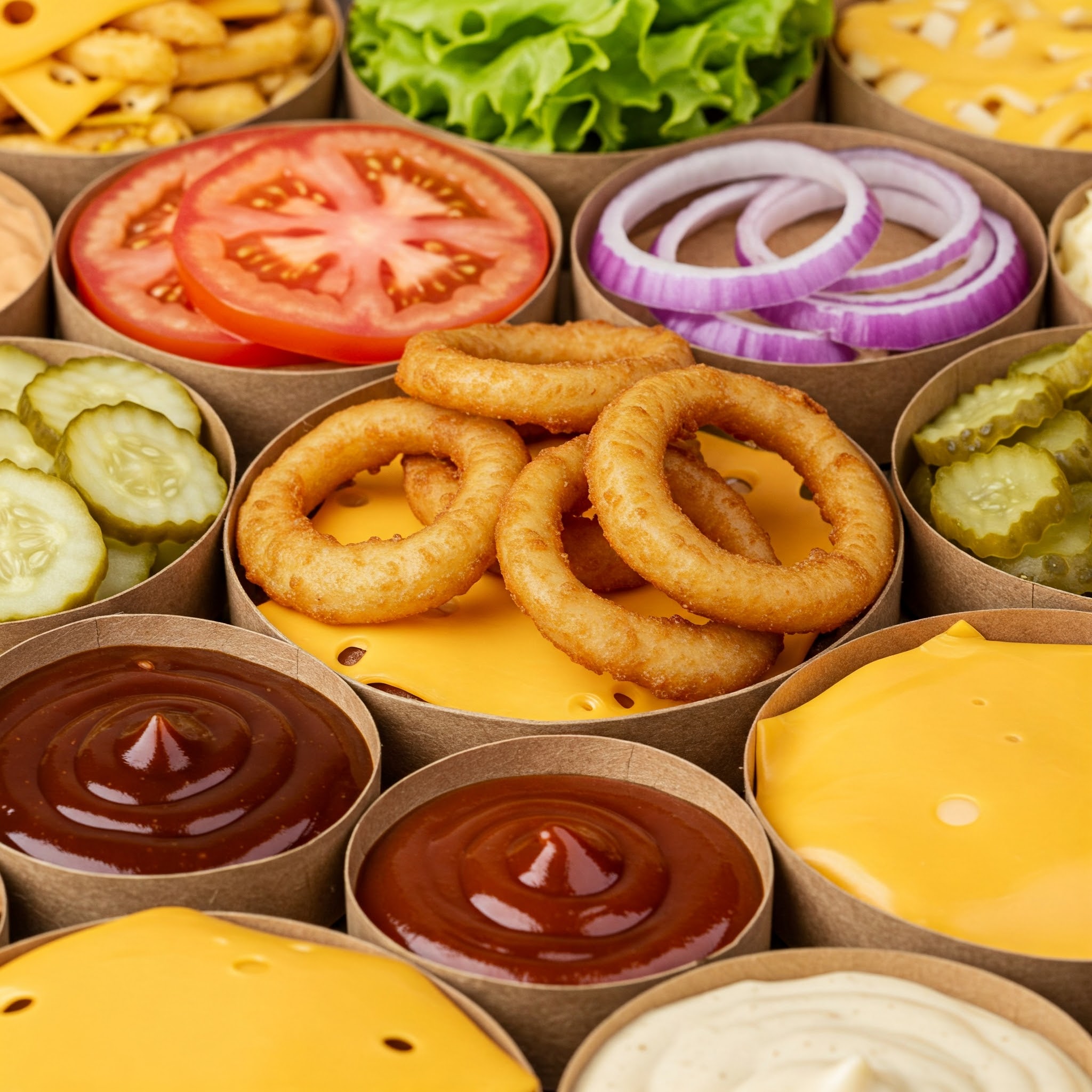Variety of burger toppings