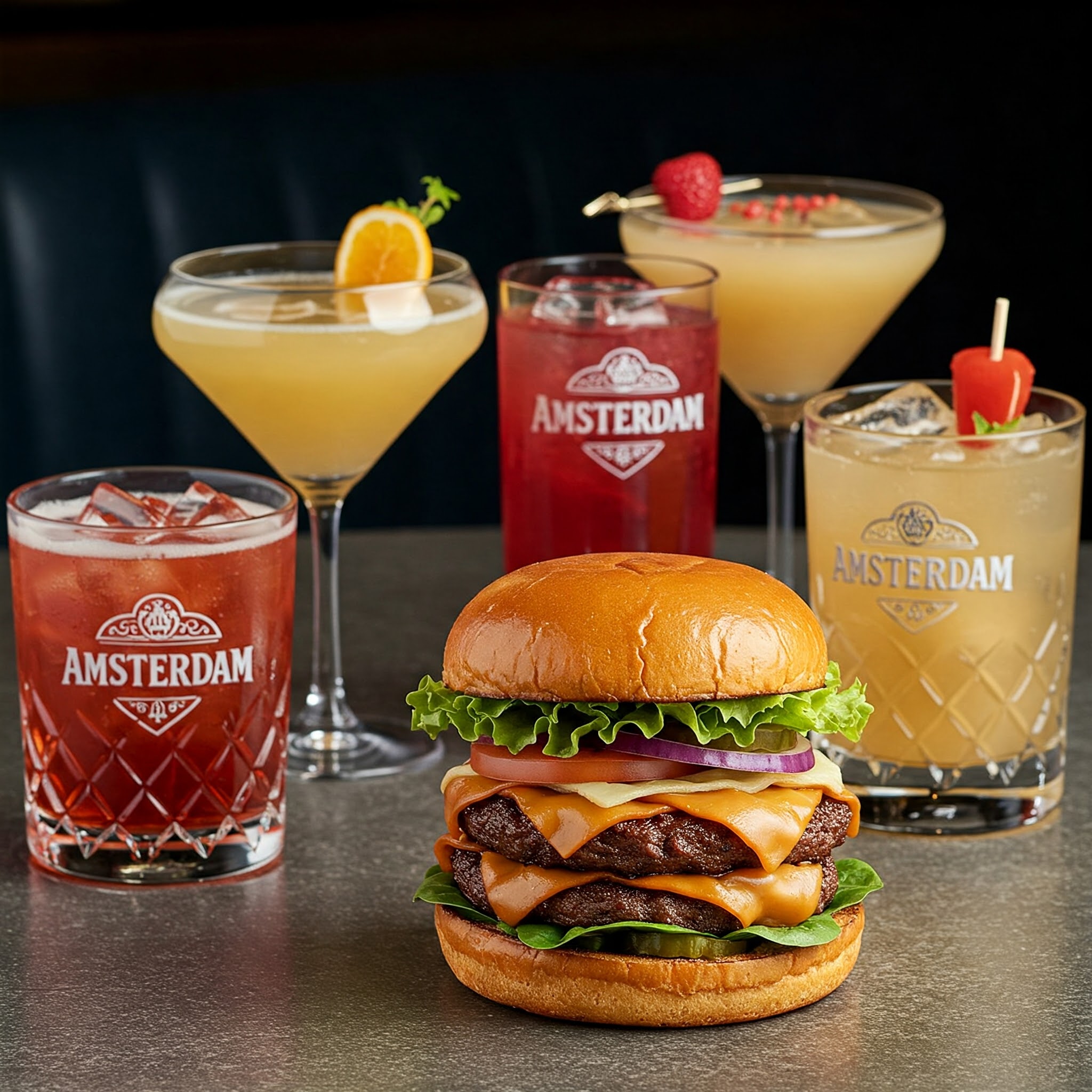 A Monopoly Burger with local Amsterdam craft cocktails.